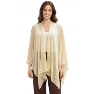 3868 - Mesh Knit Ruana #03 - Cream - 