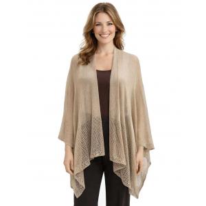 3868 - Mesh Knit Ruana #04 - Tan - 
