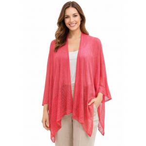 3868 - Mesh Knit Ruana #07 - Coral - 