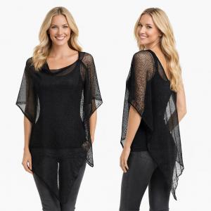 3969 - Mesh Knit Poncho #01 - Black - 