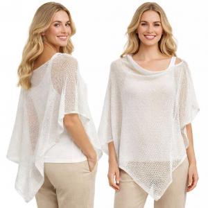 3969 - Mesh Knit Poncho #02 - White - 