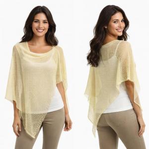 3969 - Mesh Knit Poncho #03 - Cream - 