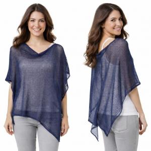 3969 - Mesh Knit Poncho #05 - Navy - 