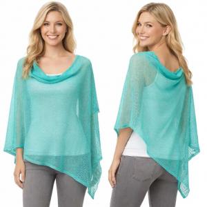 3969 - Mesh Knit Poncho #06 - Mint - 
