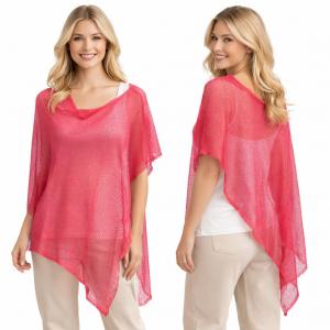 3969 - Mesh Knit Poncho #07 - Coral - 