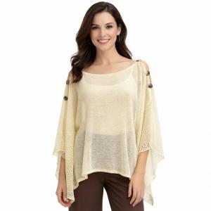 3970 -  Mesh Knit Six Button Poncho #03 - Cream - 