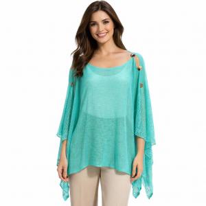 3970 -  Mesh Knit Six Button Poncho #06 - Mint - 