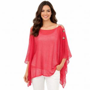 3970 -  Mesh Knit Six Button Poncho #07 - Coral - 