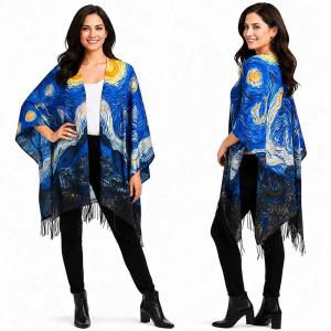 3972 - Sueded Art Design Ruana Capes #01 - Starry Night - 