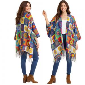 3972 - Sueded Art Design Ruana Capes #07 - 