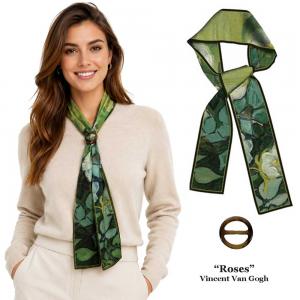 3975 - Art Design Multi Purpose Tie  #07<br>
Roses on Green<br>
Vincent Van Gogh - 48