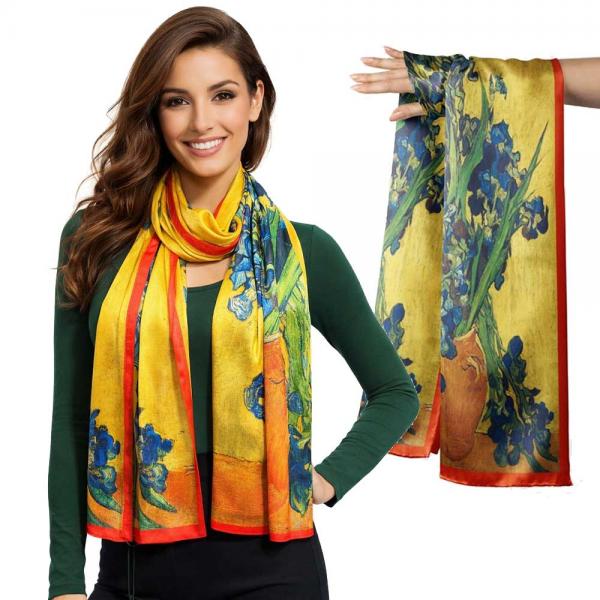 wholesale 3978 - Double Layer Silk Satin Scarves #11 - Irises - 28