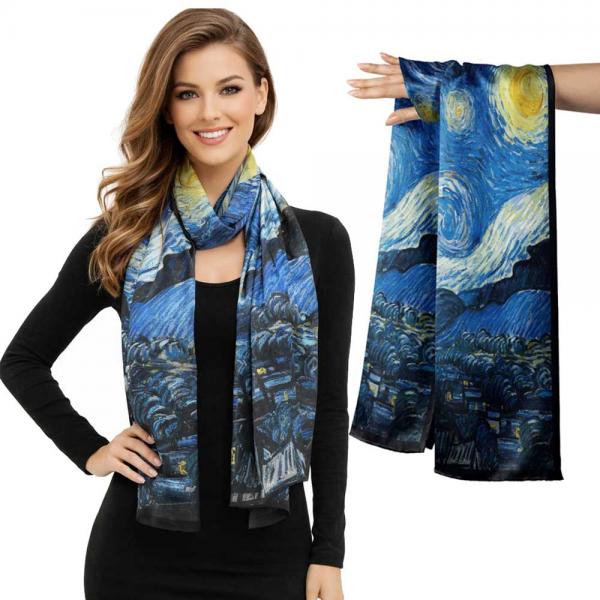 wholesale 3978 - Double Layer Silk Satin Scarves #16 - Starry Night - 28