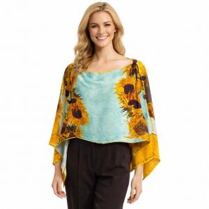 3980 - Six Button Satin Ponchos #28 - Sunflowers<br>
Light Brown Wooden Buttons - 