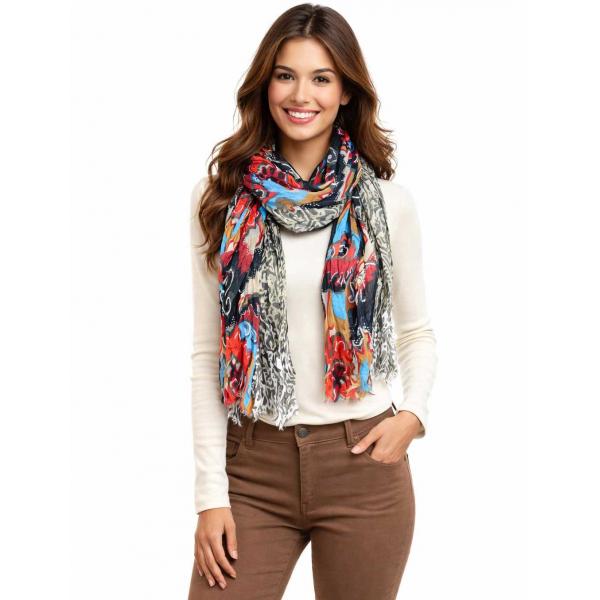 wholesale 3983 - Bohemian Style Scarves 1094 - Multi Color 1<br>
Abstract Bohemian Scarf - 