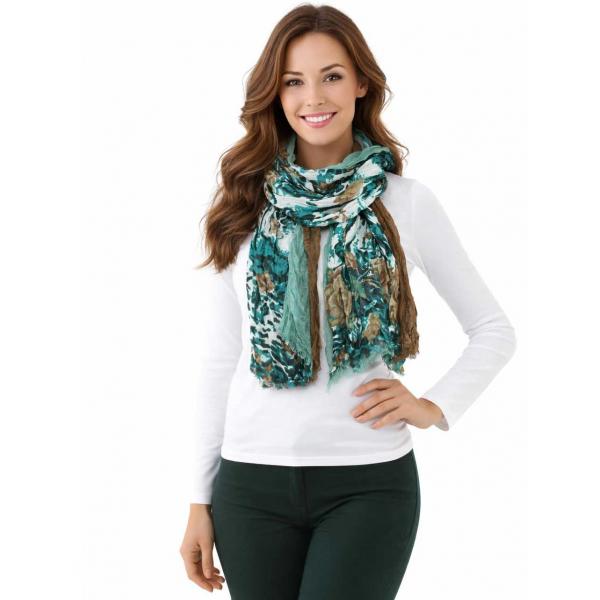 wholesale 3983 - Bohemian Style Scarves 1041 - Floral - Teal<br>
Bohemian Layer Scarves - 