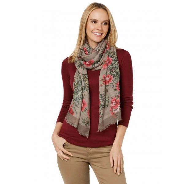 wholesale 3983 - Bohemian Style Scarves 10915 - Taupe Multi Flower Print - 