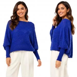 3984 - Cropped Sweater Poncho with Sleeves #281<br> 
Royal Blue<br>
 - 