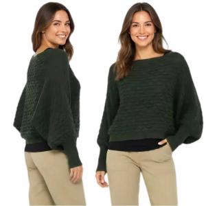 3984 - Cropped Sweater Poncho with Sleeves #316<br> 
Hunter Green<br>
 - 