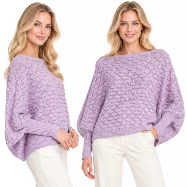 wholesale 3984 - Cropped Sweater Poncho with Sleeves #206<br> 
Lavender<br>
 - 