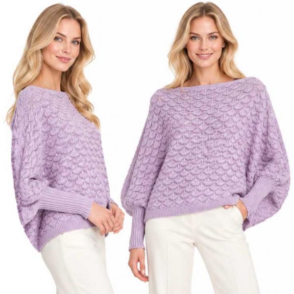 wholesale 3984 - Cropped Sweater Poncho with Sleeves #206<br> 
Lavender<br>
 - 