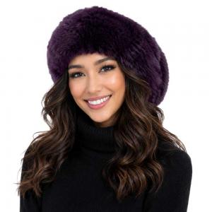 3987 - Faux Rabbit Hats Dark Plum - 