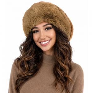 3987 - Faux Rabbit Hats Tan - 