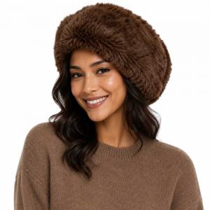 3987 - Faux Rabbit Hats Brown - 