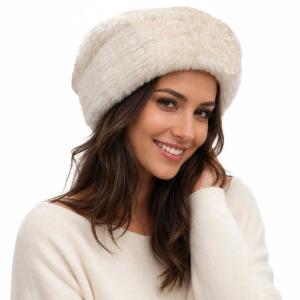 3987 - Faux Rabbit Hats Ivory - 