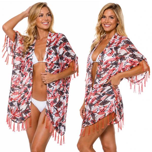 wholesale 3988 - Swim Suit Cover-Ups 1371 - Coral<br>
Tasseled Cover-up - 