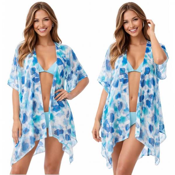 wholesale 3988 - Swim Suit Cover-Ups 5020 - Blue<br>
Floral Print - 