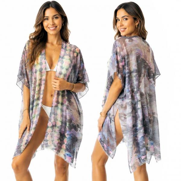 wholesale 3988 - Swim Suit Cover-Ups 5091 - Black Multi<br>
Abstract Print - 
