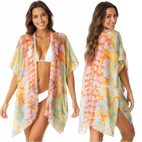wholesale 3988 - Swim Suit Cover-Ups 5091 - Orange Multi<br>
Abstract Print - 