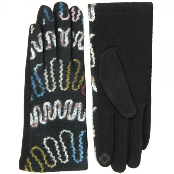 wholesale 3890 - Embroidered Gloves 114/BK - 
