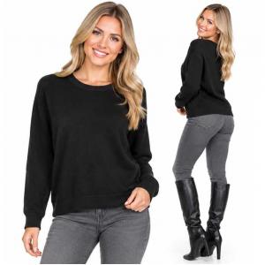 2786 - Round Neck Wool Blend Sweaters Black - Large
