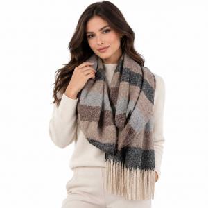 4370  - Striped Winter Scarves Dark Tones - 