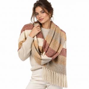 4370  - Striped Winter Scarves Brown Tones - 