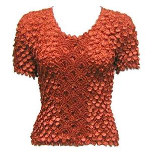 Wholesale 482 - Short Sleeve Coin Fishscale Tops Paprika - One Size Fits Most