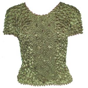 482 - Short Sleeve Coin Fishscale Tops Olive - One Size Fits Most