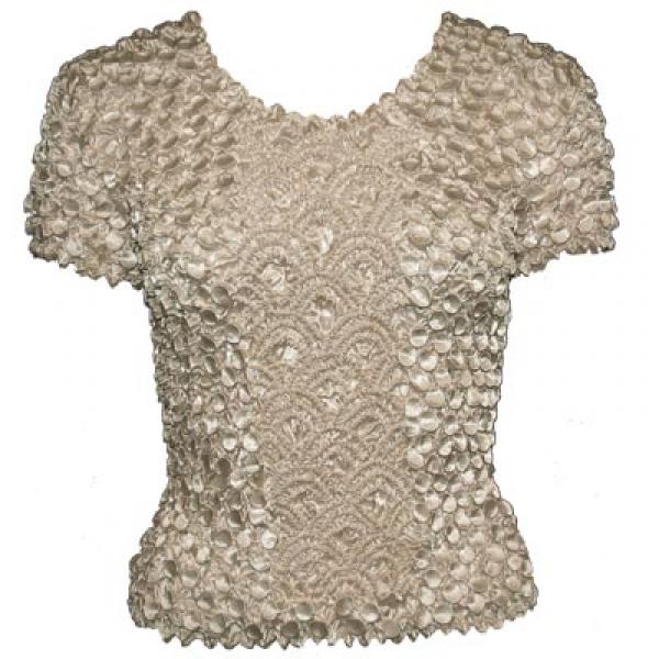 Wholesale 482 - Short Sleeve Coin Fishscale Tops Champagne - One Size Fits Most