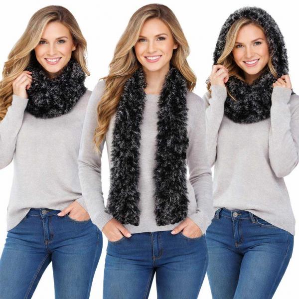 #49  Original Korean Moa Boa Magic Scarves  Multi Black-Silver  - 