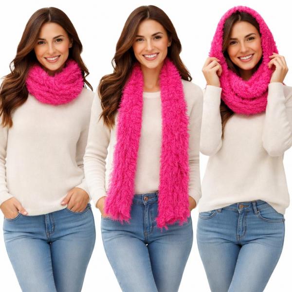 #49  Original Korean Moa Boa Magic Scarves  Hot Pink - 