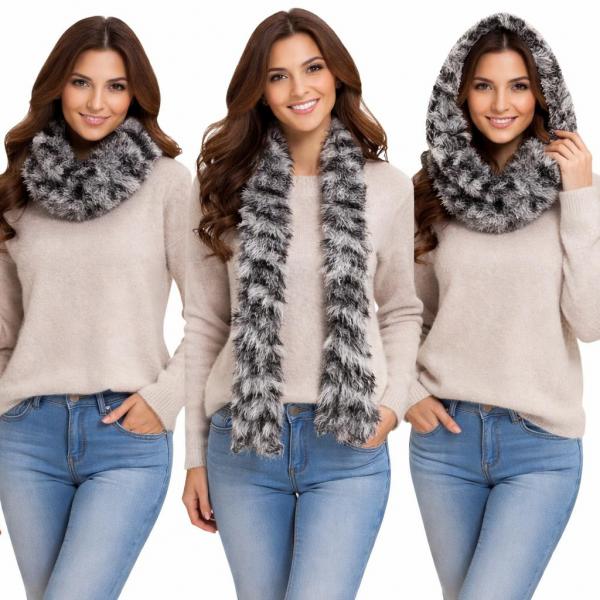 #49  Original Korean Moa Boa Magic Scarves  Multi Black-White - 