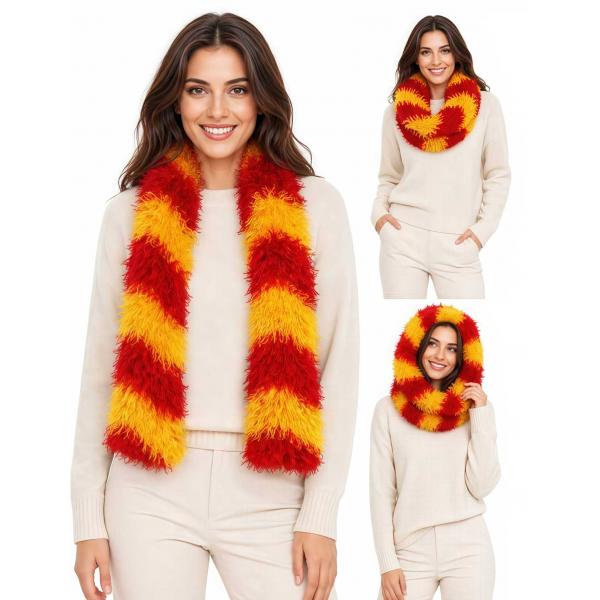 wholesale #49 <br> Original Korean Moa Boa Magic Scarves Stripes Red-Yellow - 