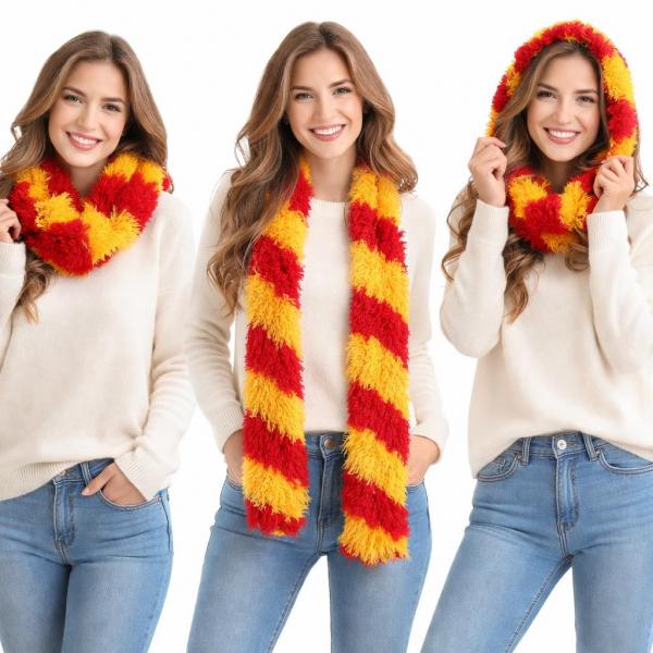 #49  Original Korean Moa Boa Magic Scarves Stripes Red-Yellow - 