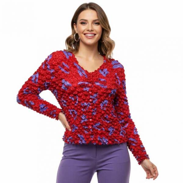 wholesale 505 -  Popcorn Style - Collarless Cardigans Purple Hats on Red - One Size Fits Most