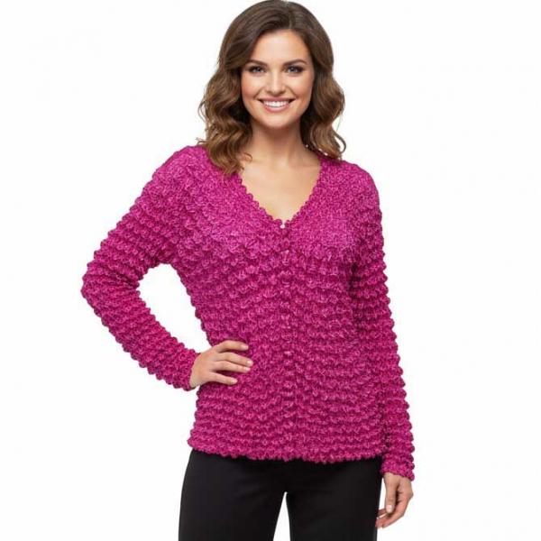 wholesale 505 -  Popcorn Style - Collarless Cardigans Fuchsia - One Size Fits Most