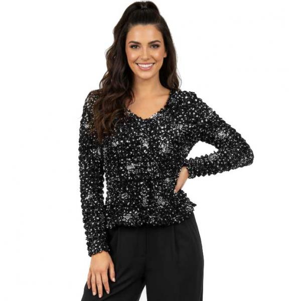 wholesale 505 -  Popcorn Style - Collarless Cardigans Abstract Dots Black-White - One Size Fits Most