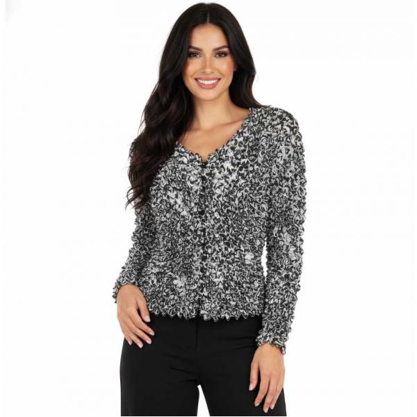wholesale 505 -  Popcorn Style - Collarless Cardigans Leopard Black-White  - One Size Fits Most