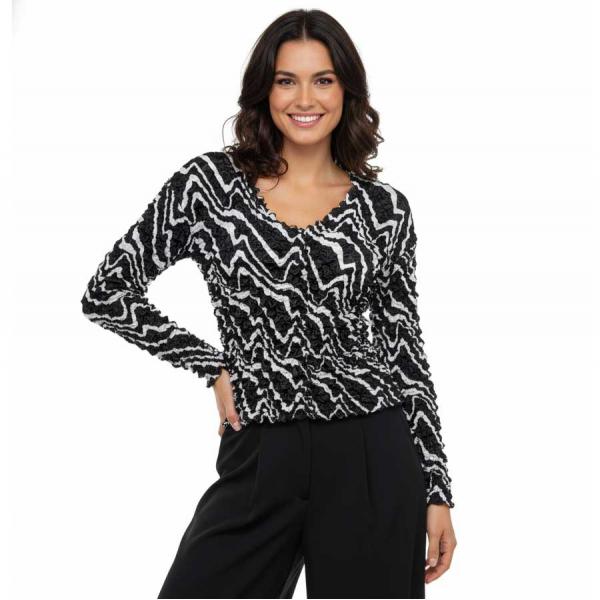 wholesale 505 -  Popcorn Style - Collarless Cardigans Ribbon Black-White - One Size Fits Most